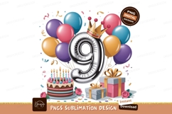 Number nine birthday celebration balloons cake gifts Product Image 1