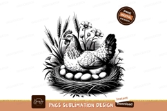 Hen In Nest With Eggs Sublimation Png Product Image 1