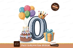 Festive birthday celebration elements balloons cake Product Image 1