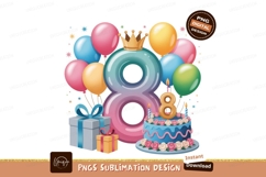 Festive birthday celebration with number eight balloons Product Image 1
