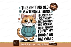 Orange tabby cat wearing teal hoodie image Product Image 1