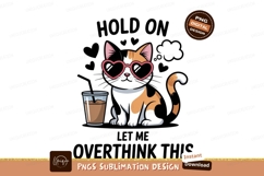 Cool cat with heart sunglasses and coffee pink Product Image 1