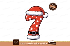 Red polka dot number seven santa suit white Product Image 1