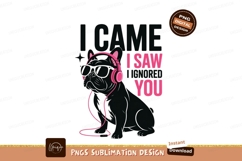 Black French Bulldog Wearing Pink Headphones Sunglasses Product Image 1
