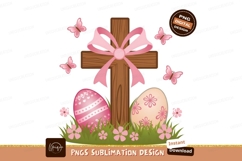 Easter Cross With Eggs Butterflies Design Product Image 1