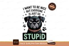Grumpy black dog wearing collar text Product Image 1