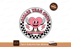 Pink heart character skateboarding retro cartoon Product Image 1