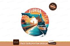 Florida sunset beach cityscape retro van image Product Image 1