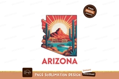 Desert landscape with cacti and boat water mountains Product Image 1
