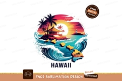 Tropical island sunset ocean waves image Product Image 1