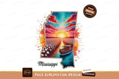 Mississippi cotton field boat sunset image Product Image 1