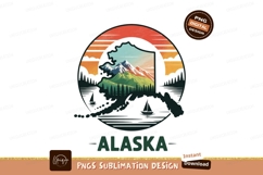 Alaskan mountain landscape sunset sailboats mountains Product Image 1