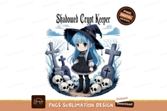 Blue haired witch graveyard skulls black Product Image 1