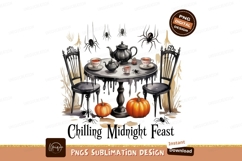 Spooky tea party with pumpkins and spiders Halloween Product Image 1