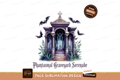 Gothic Mausoleum Bats Skulls graveyard Product Image 1