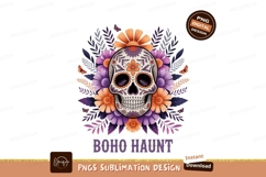 Skull flowers butterflies boho purple orange Product Image 1
