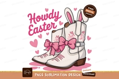 Howdy Easter Western Bunny Boots Illustration Product Image 1