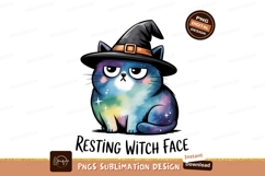 Grumpy galaxy cat witch stars Product Image 1