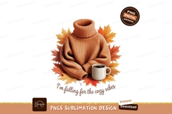 Orange knit sweater coffee autumn leaves image Product Image 1