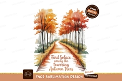 Autumn forest path watercolor trees Product Image 1