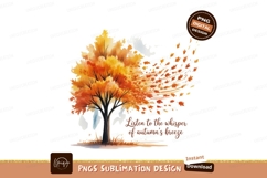 Vibrant autumn tree blowing leaves orange yellow Product Image 1
