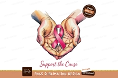 Cupped hands holding pink ribbon image Product Image 1