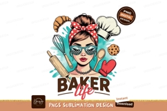 Retro baker woman with baking tools image Product Image 1