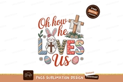 Easter bunny cross daisies eggs image Product Image 1