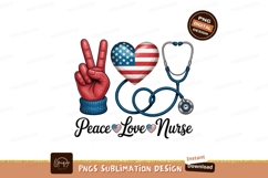 Peace Love Nurse American Flag Heart Stethoscope image Product Image 1