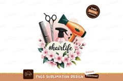 Hairdresser tools pink blossoms scissors comb Product Image 1