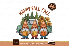 Gnomes holding pumpkins near truck with sunflowers Product Image 1