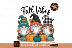 Three gnomes fall pumpkins sunflowers butterflies autumn Product Image 1