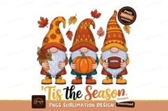 Autumn gnomes holding pumpkin football flowers image Product Image 1