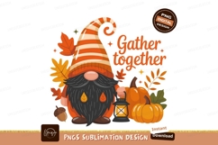 Autumn gnome with lantern and pumpkins fall harvest Product Image 1