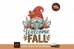 Gnome holding pumpkin autumn leaves fall Product Image 1