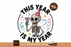 Skeleton wearing party hat holding drink celebration Product Image 1