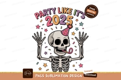 Skeleton celebrating new year with party hat and noisemaker Product Image 1