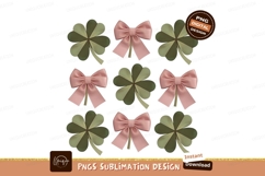 Clover And Pink Bows Sublimation Png Product Image 1