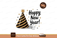 Festive party hat with golden stripes and stars celebration Product Image 1
