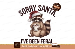 Ferocious Raccoon Santa Cocoa Holiday Sublimation Png Product Image 1