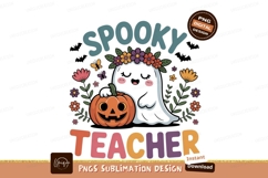 Cute ghost pumpkin floral teacher halloween Product Image 1