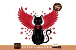 Angelic Black Cat Valentines Day Design Product Image 1