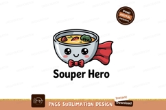 Cute soup bowl with cape and bowtie kawaii food Product Image 1