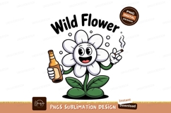 Cartoon flower drinking smoking white green Product Image 1