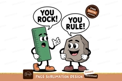Green ruler and grey rock characters cartoon Product Image 1