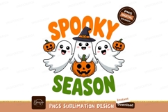 Cute ghosts holding pumpkins for Halloween spooky season Product Image 1