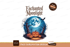 Enchanted Moonlight Halloween Scene pumpkins night Product Image 1