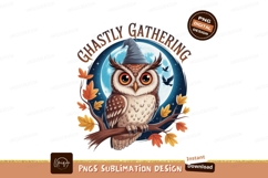 Wise owl wearing hat on branch bird moon Product Image 1