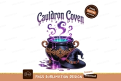 Purple potion cauldron and witch hat image Product Image 1