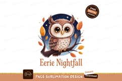 Cute owl perched on branch autumn night image Product Image 1
